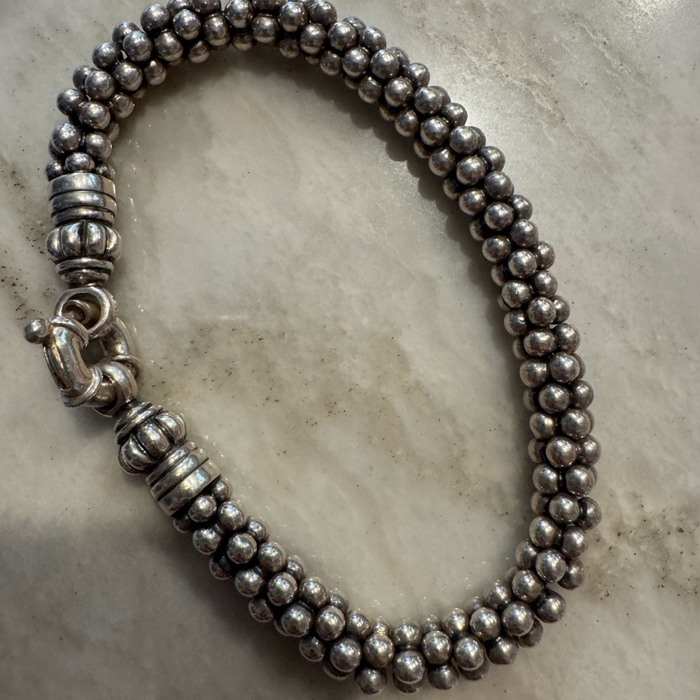 LAGOS 925 Caviar silver bracelet with original Lagos pouch and cleaning cloth